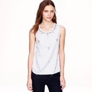 J. Crew Jewled Cotton Shell Top in white size 0